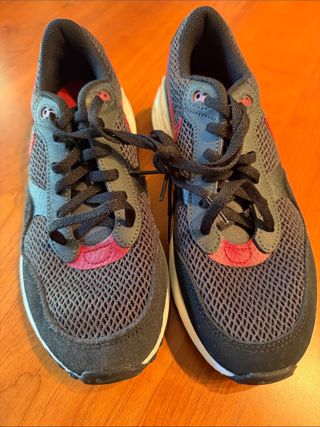 Nike Black And Red Mesh Air Max Kids' Sneakers